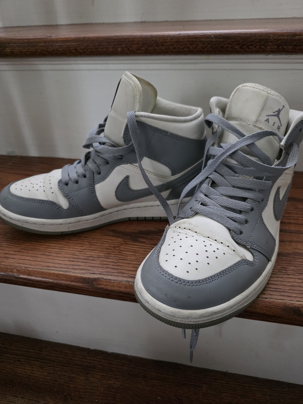 Jordan High-Top Sneakers in Gray and White